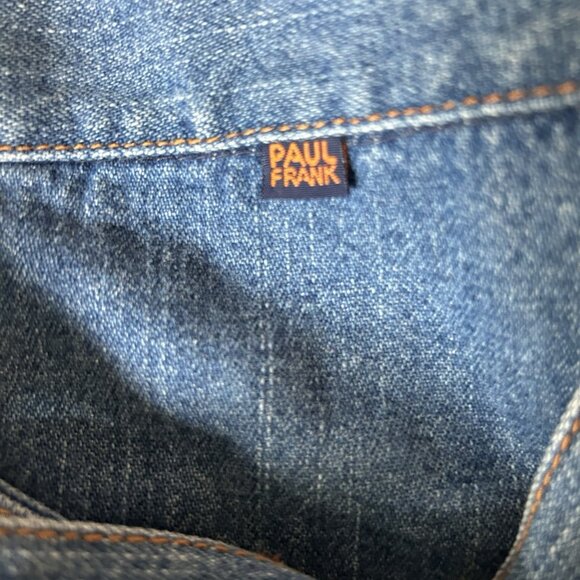 Paul Frank denim wrap skirt medium floral retro lining 70s Hippie Modest column - Picture 10 of 13